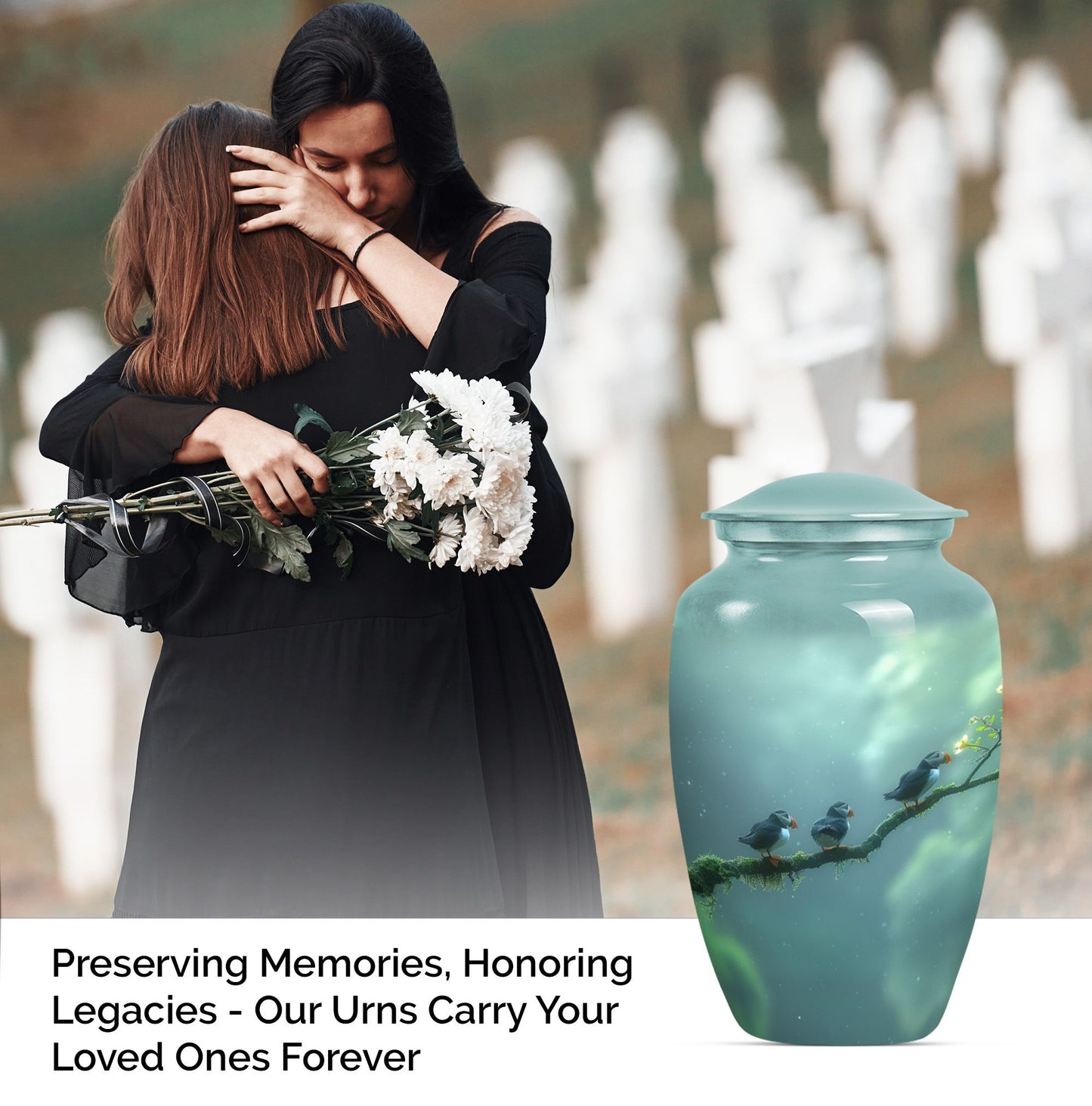 Puffin Bird Urn, designed for male cremation ashes.