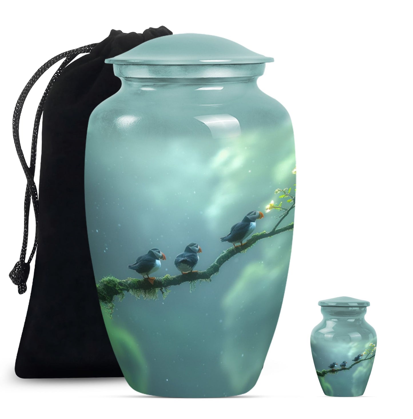 Puffin Bird Urn, designed for male cremation ashes.