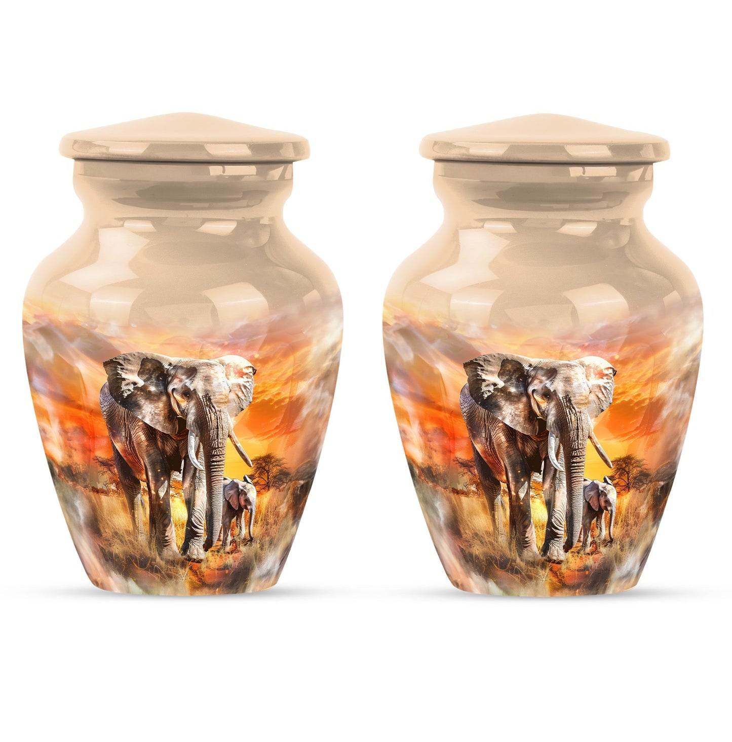 Personalized Elephant Keepsake Urn for Human Ashes - 10-inch, 200 cu in - Yatskia