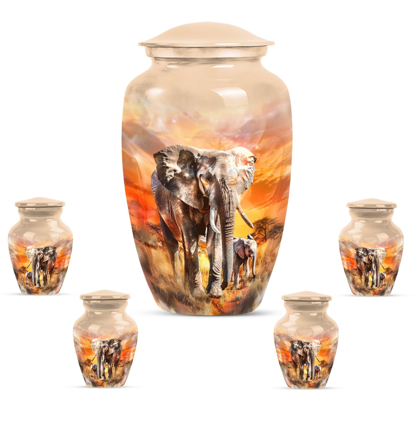 Personalized Elephant Keepsake Urn for Human Ashes - 10-inch, 200 cu in - Yatskia