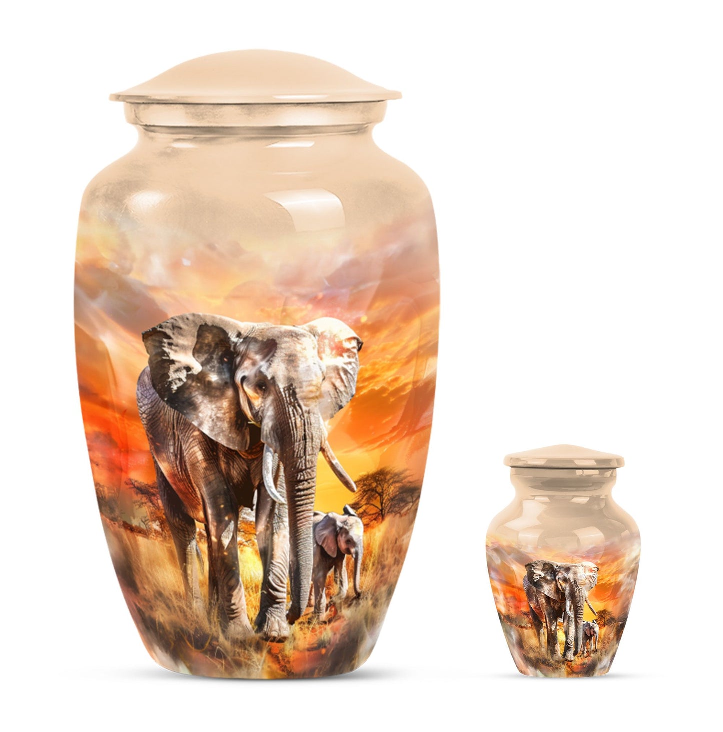 Personalized Elephant Keepsake Urn for Human Ashes - 10-inch, 200 cu in - Yatskia