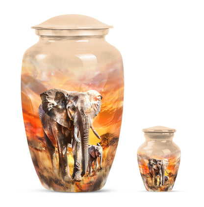 Personalized Elephant Keepsake Urn for Human Ashes - 10-inch, 200 cu in - Yatskia
