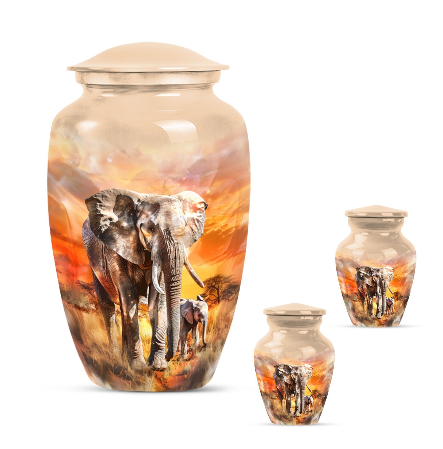 Personalized Elephant Keepsake Urn for Human Ashes - 10-inch, 200 cu in - Yatskia