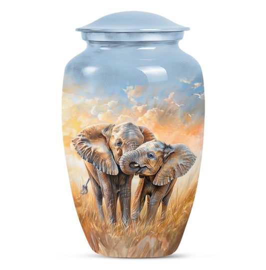Elephant Family Decorative Urns Large Funeral, Ashes Urn For Ashes