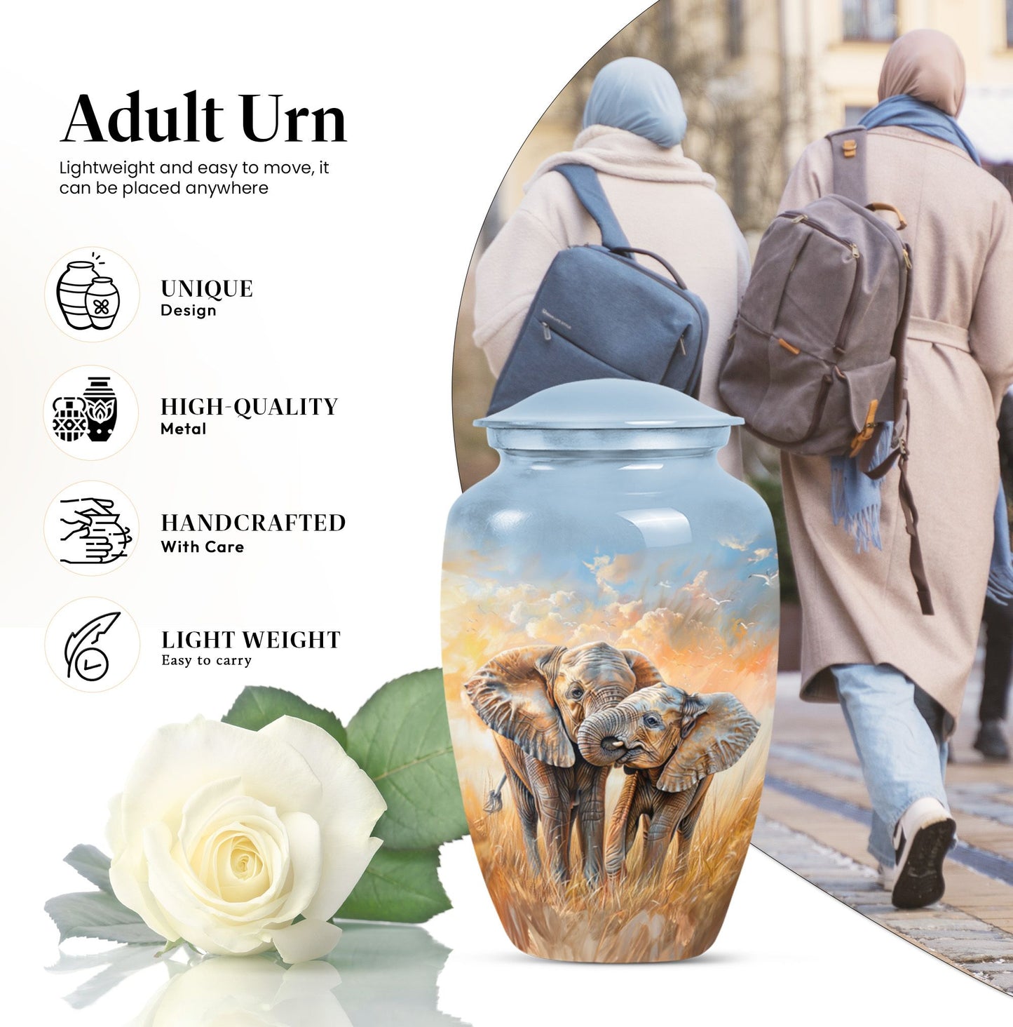  elephant family urn