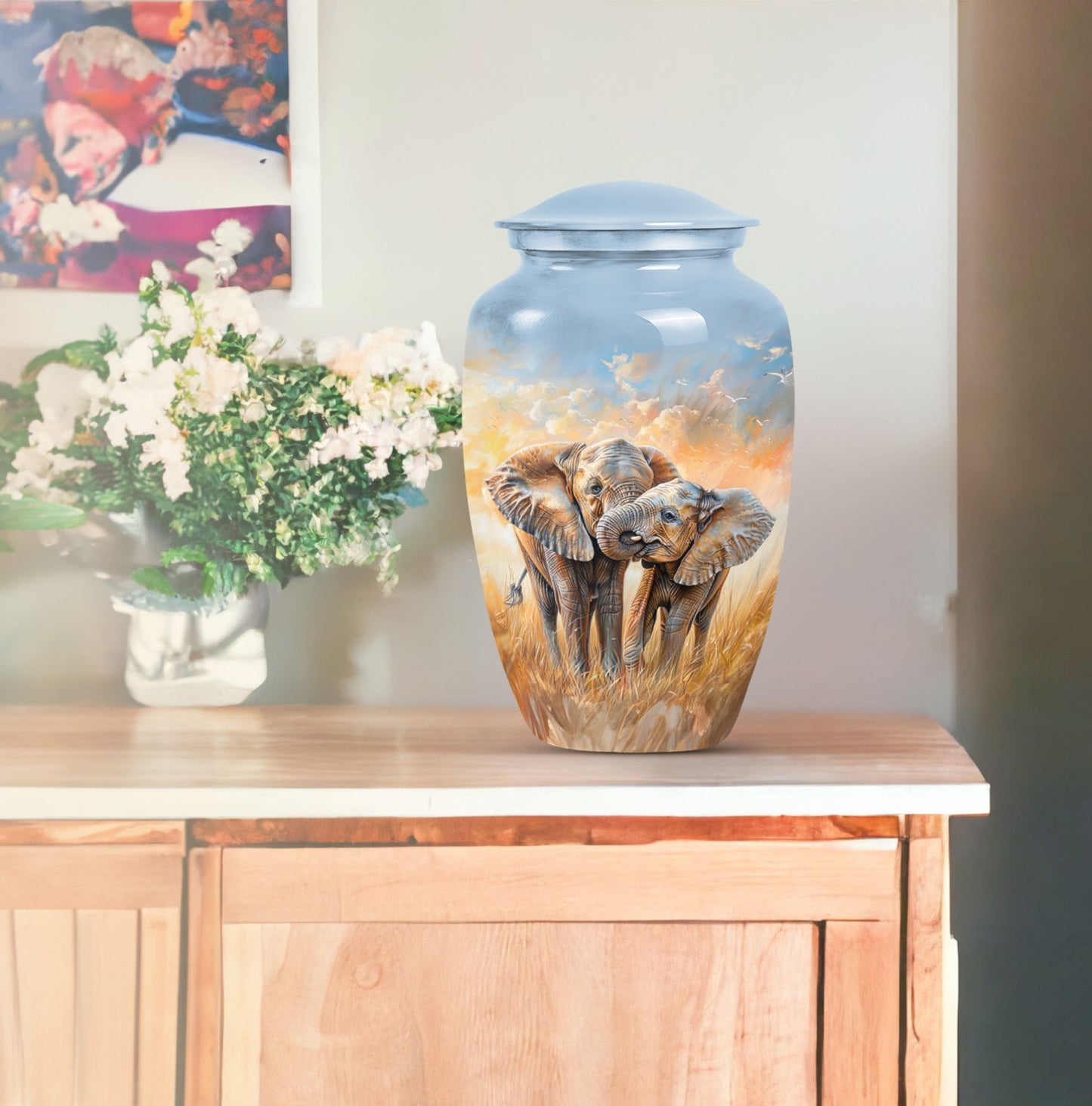  elephant family urn