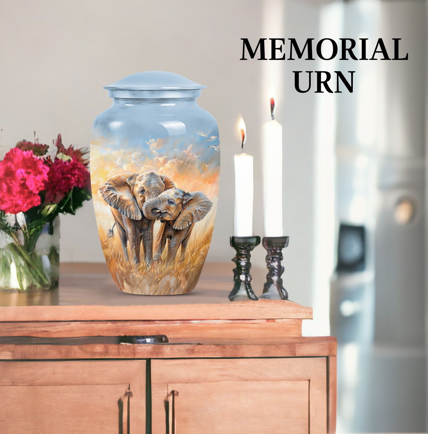  elephant family urn