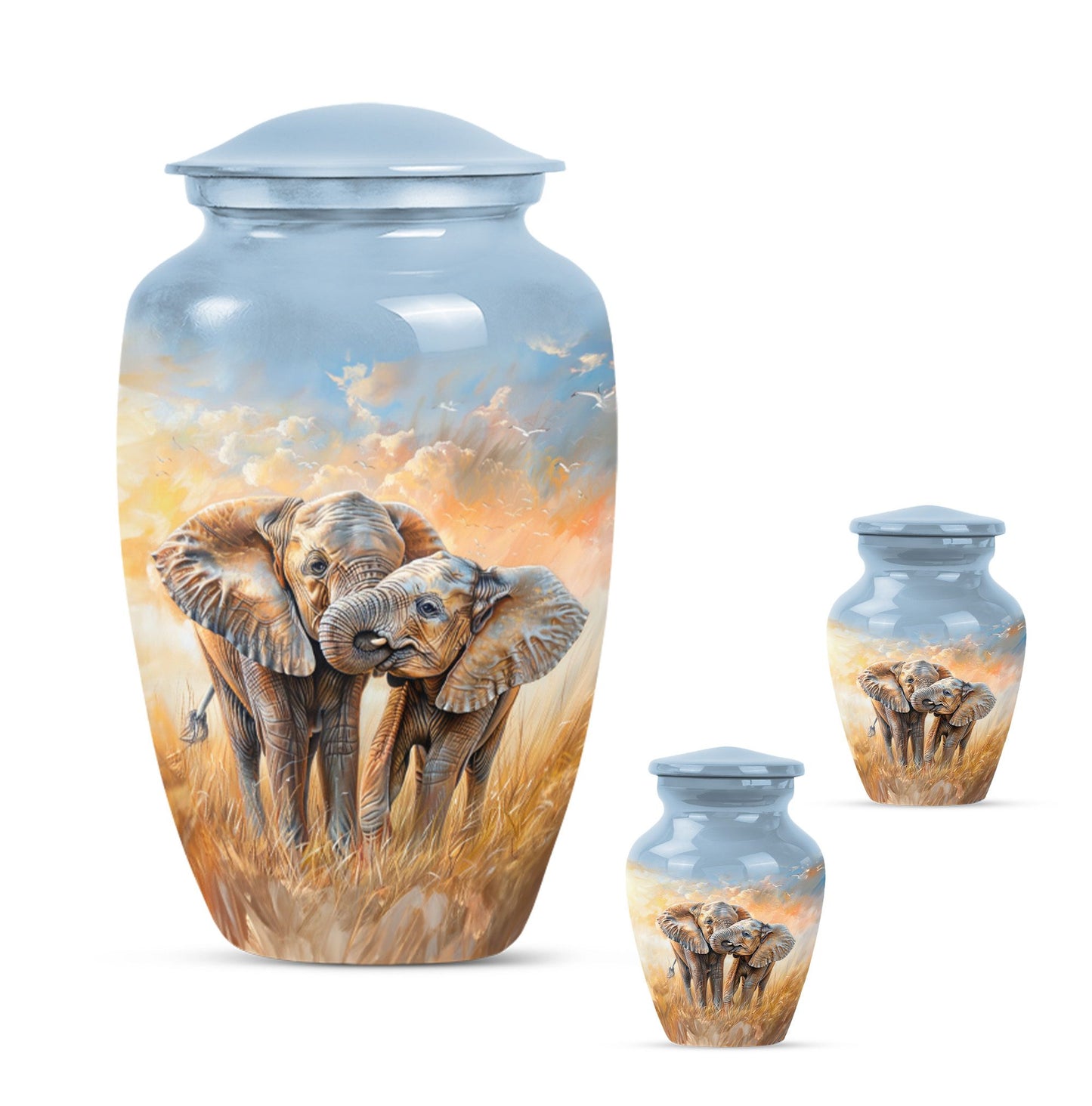 Personalized Elephant Cremation Urn for Men & Women - 10-inch, 200 cu in - Yatskia