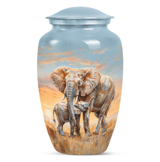 elephant family urn.