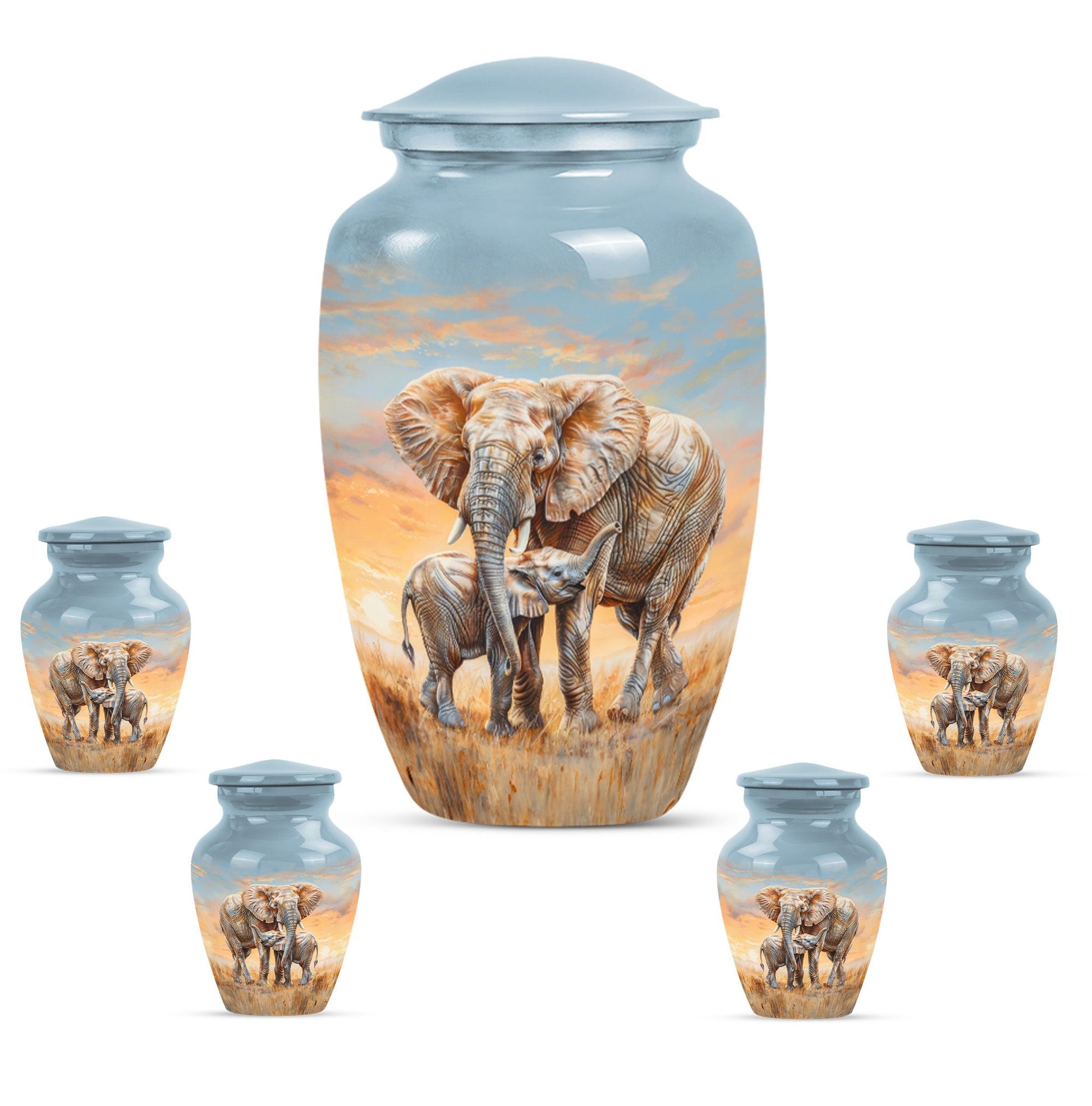 Elephant Family Cremation Urns For Men Funeral, Ashes Cremation Urn