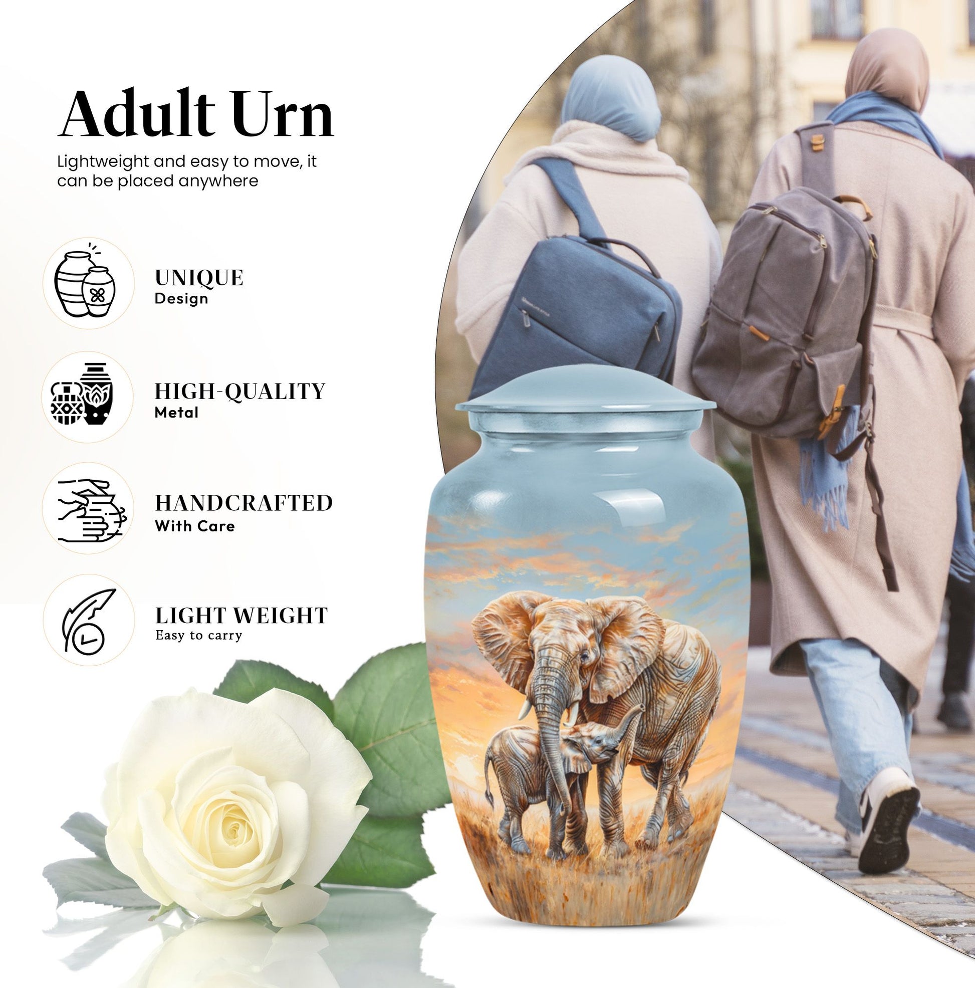 elephant family urn.