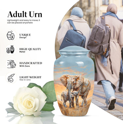 elephant family urn.