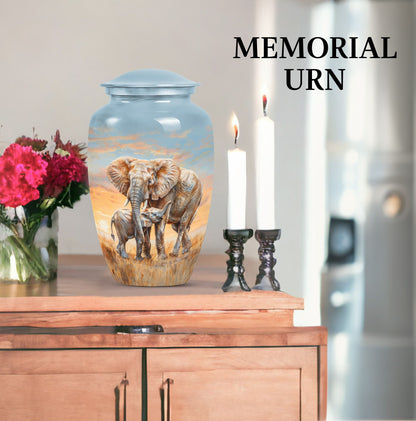 elephant family urn.
