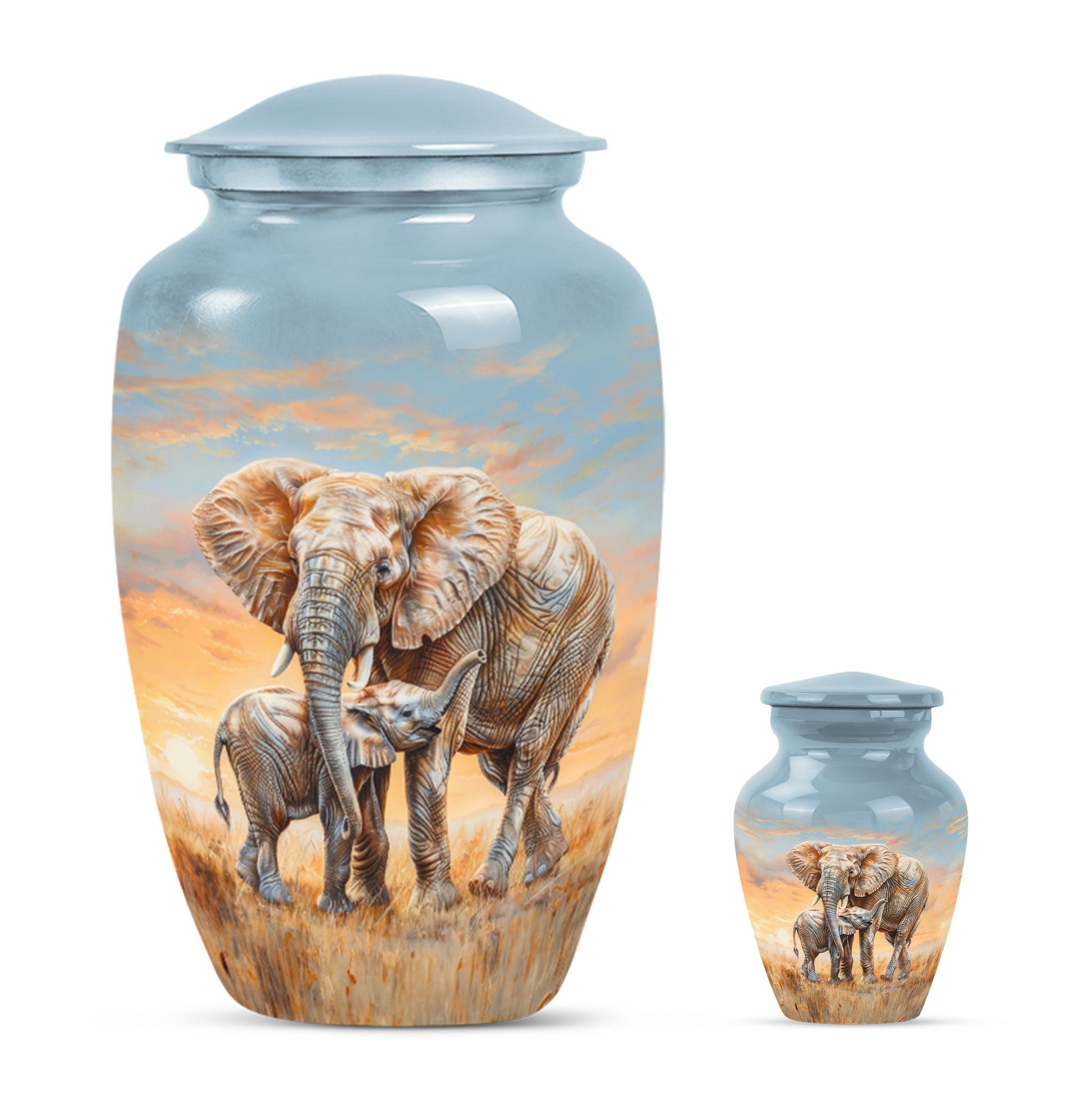 Elephant Family Cremation Urns For Men Funeral, Ashes Cremation Urn