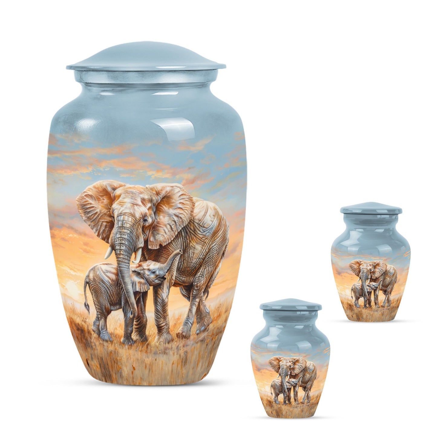 Personalized Elephant Keepsake Urn for Human Ashes - 10-inch, 200 cu in - Yatskia