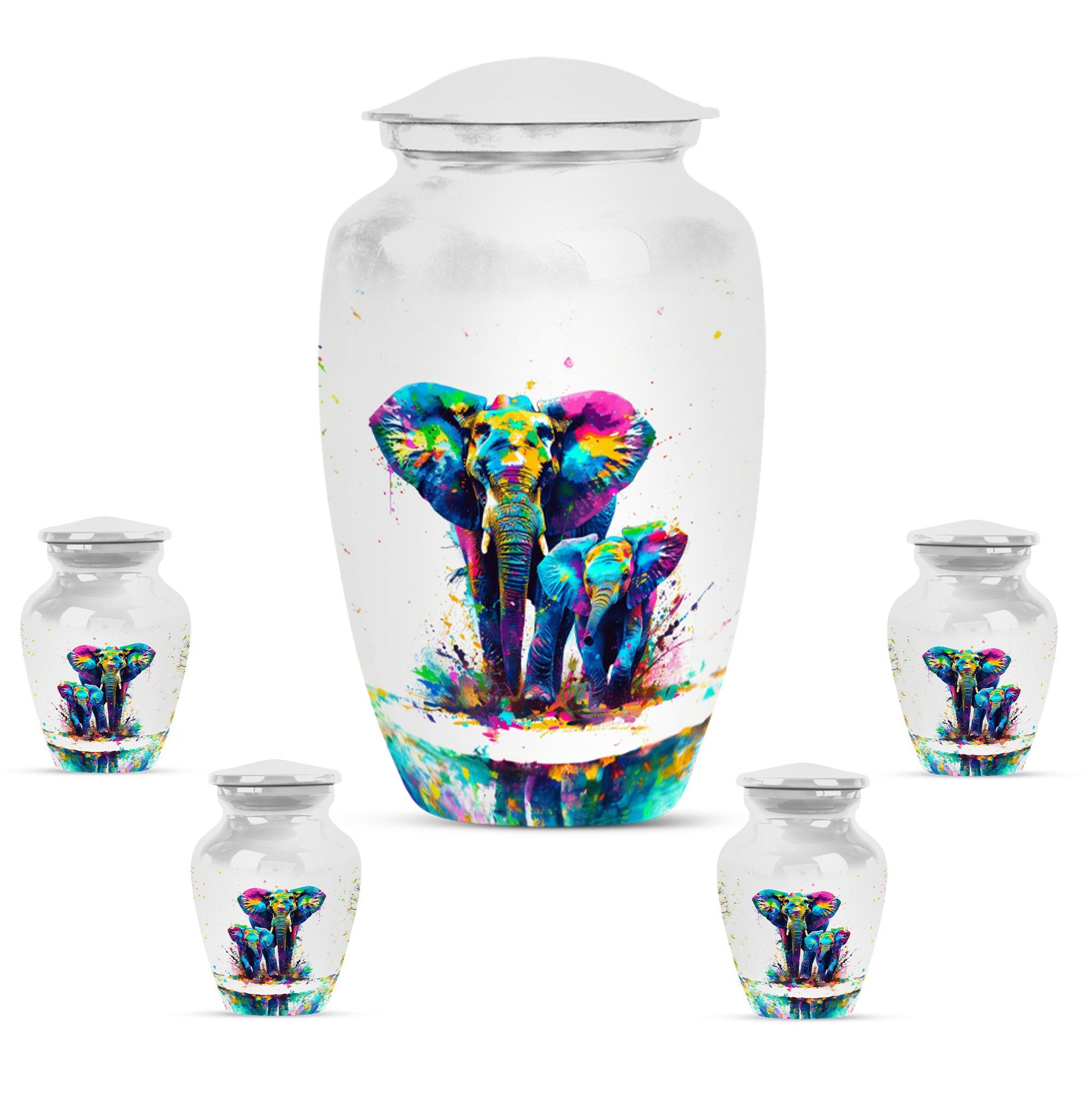 Classic 10-inch elephant family urn