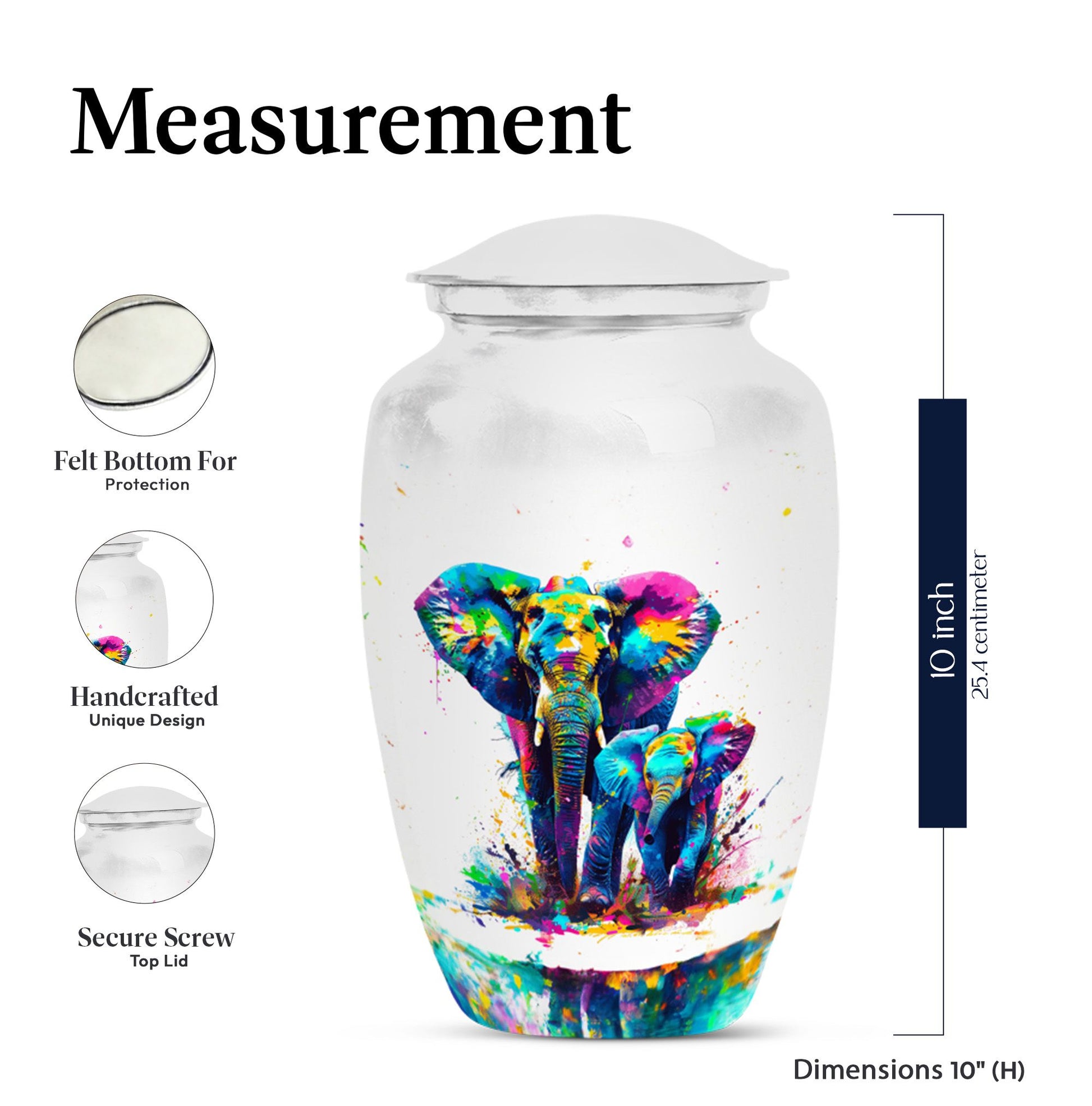 Classic 10-inch elephant family urn