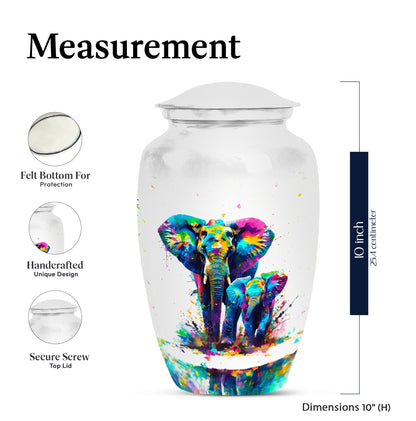 Classic 10-inch elephant family urn