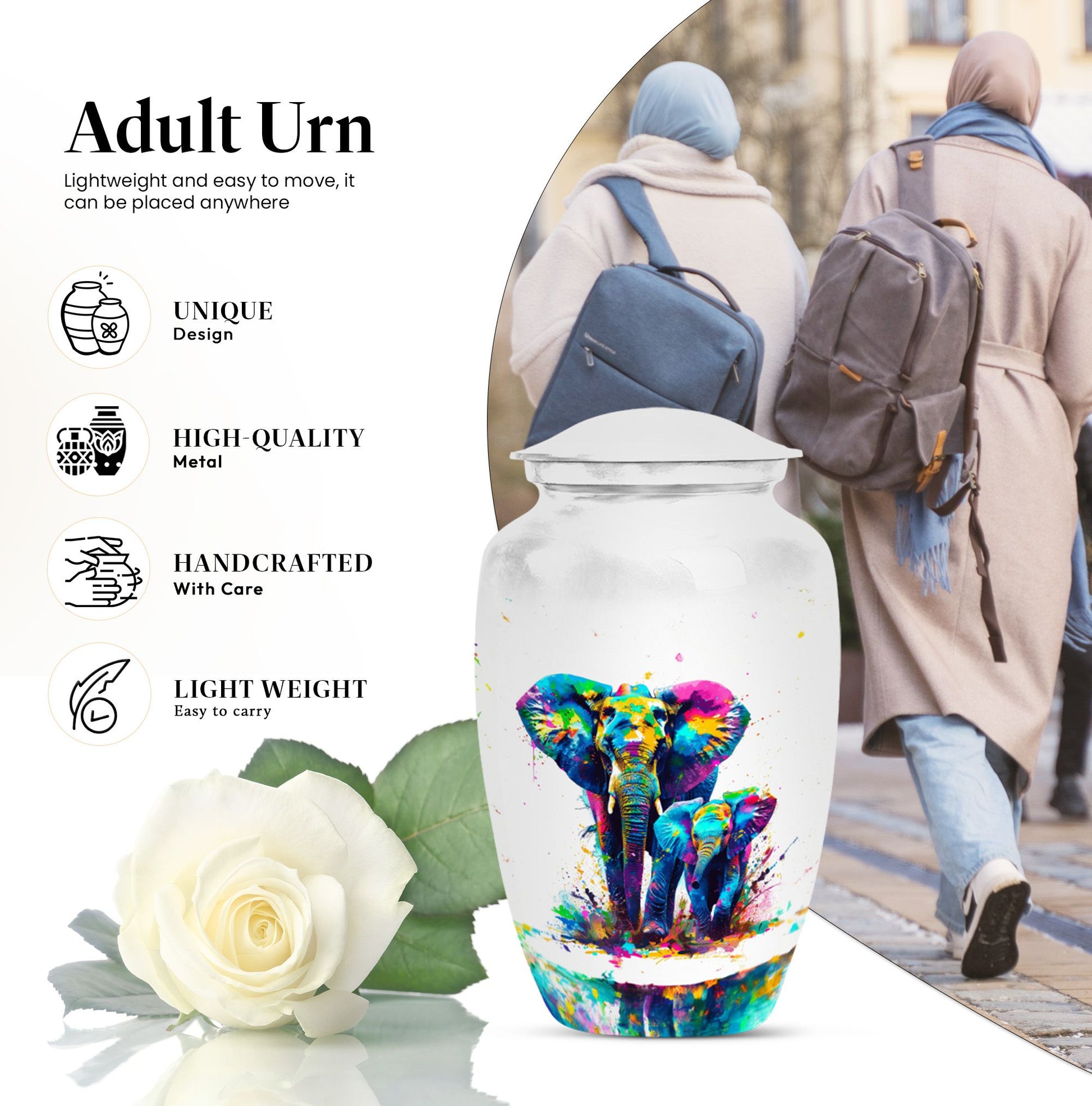 Classic 10-inch elephant family urn