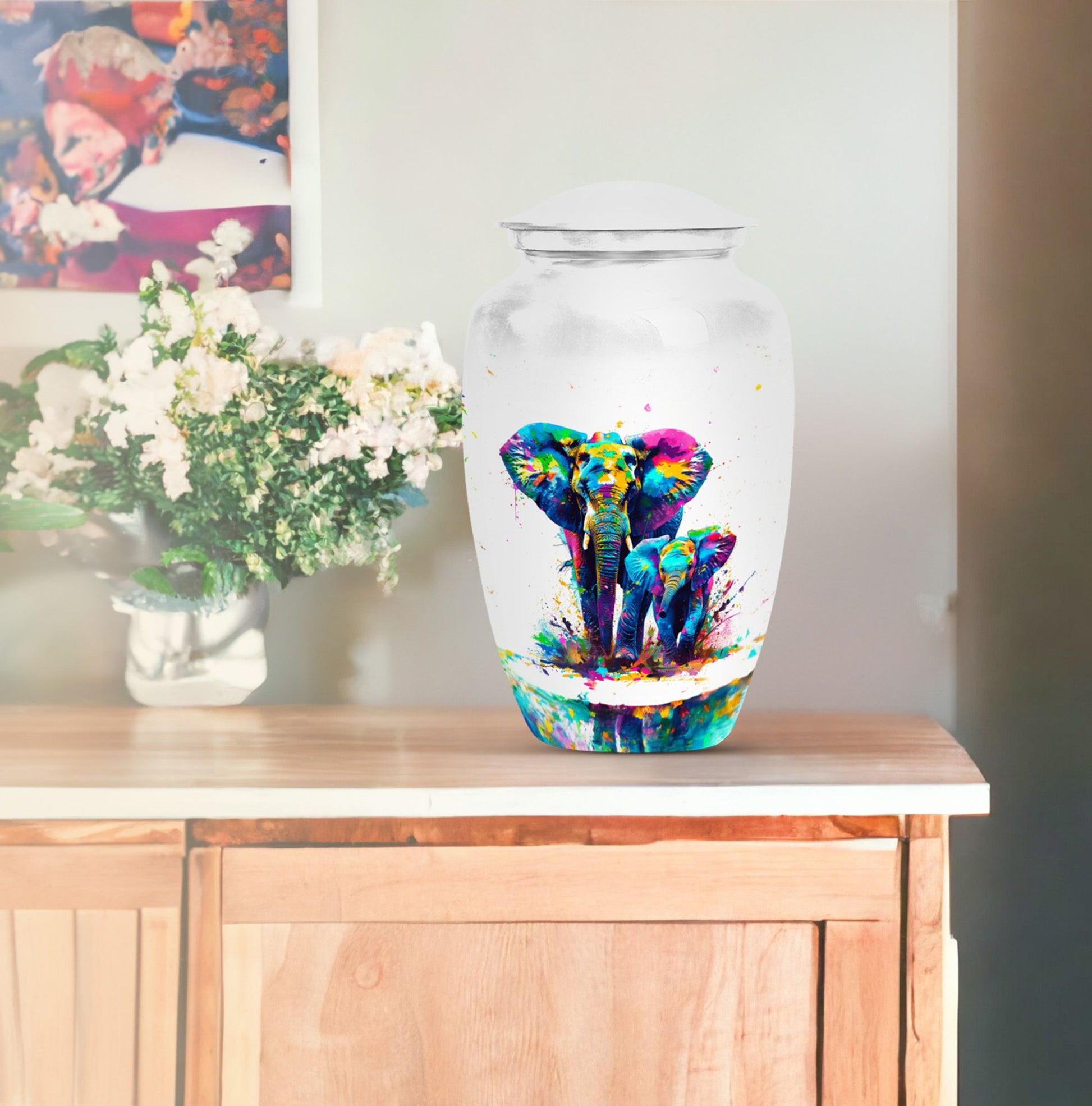 Classic 10-inch elephant family urn