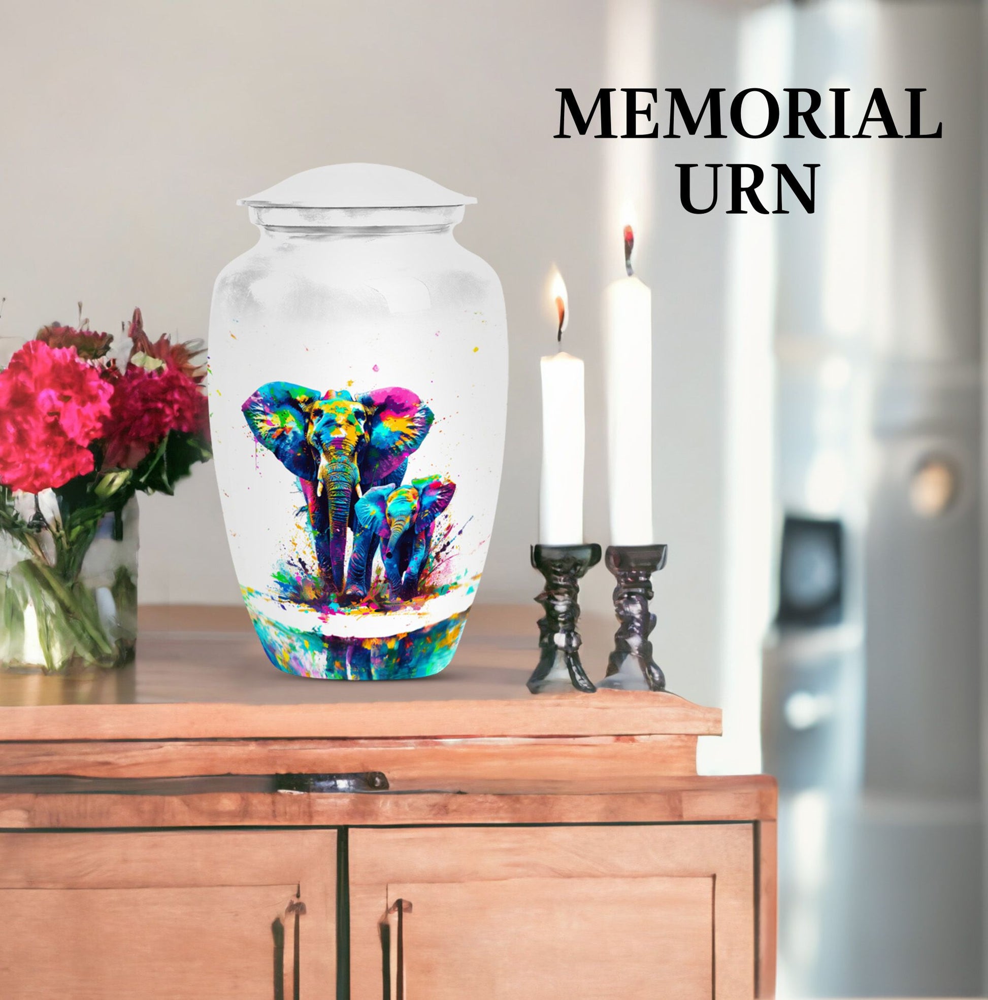 Classic 10-inch elephant family urn