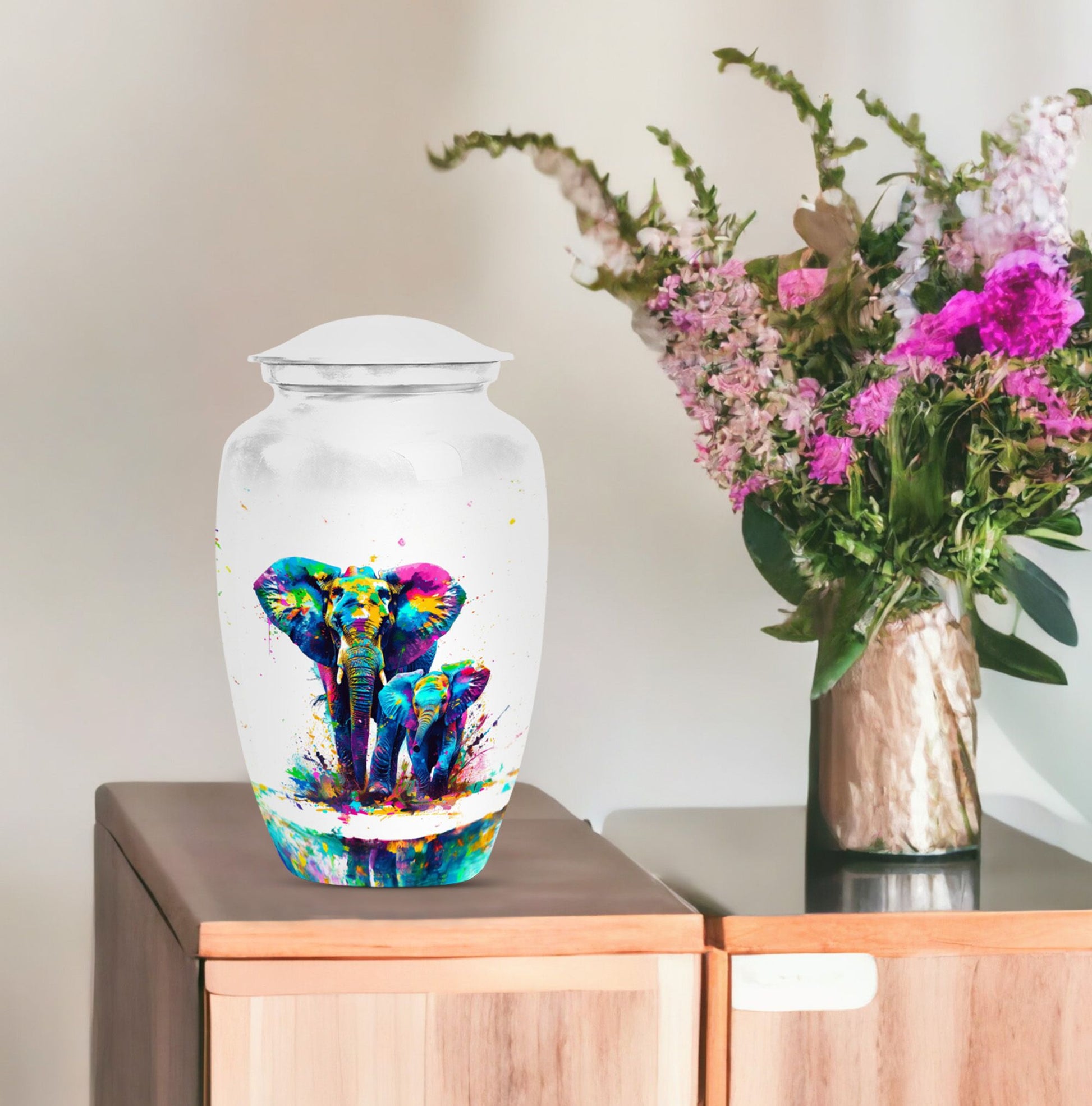 Classic 10-inch elephant family urn