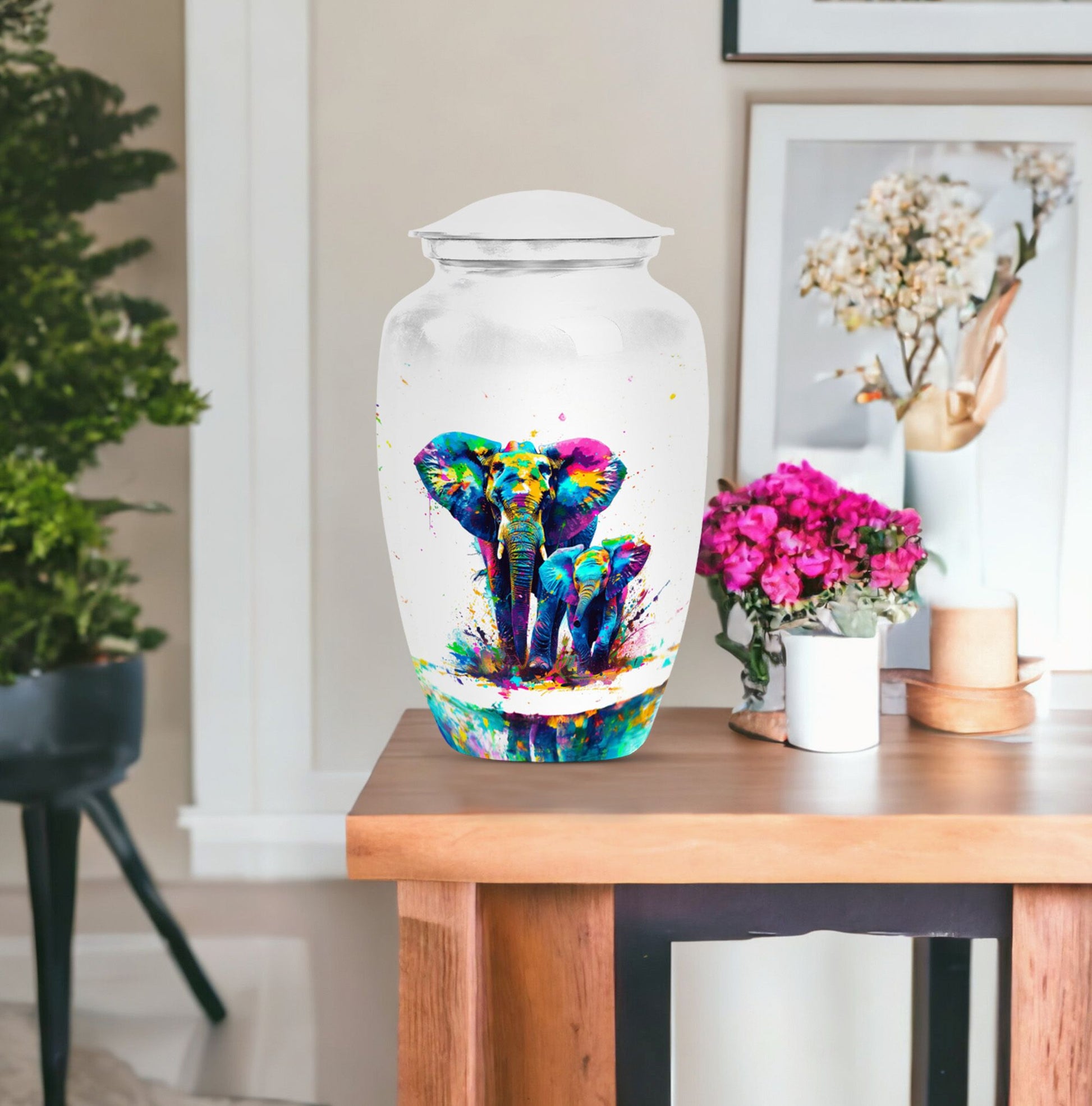 Classic 10-inch elephant family urn