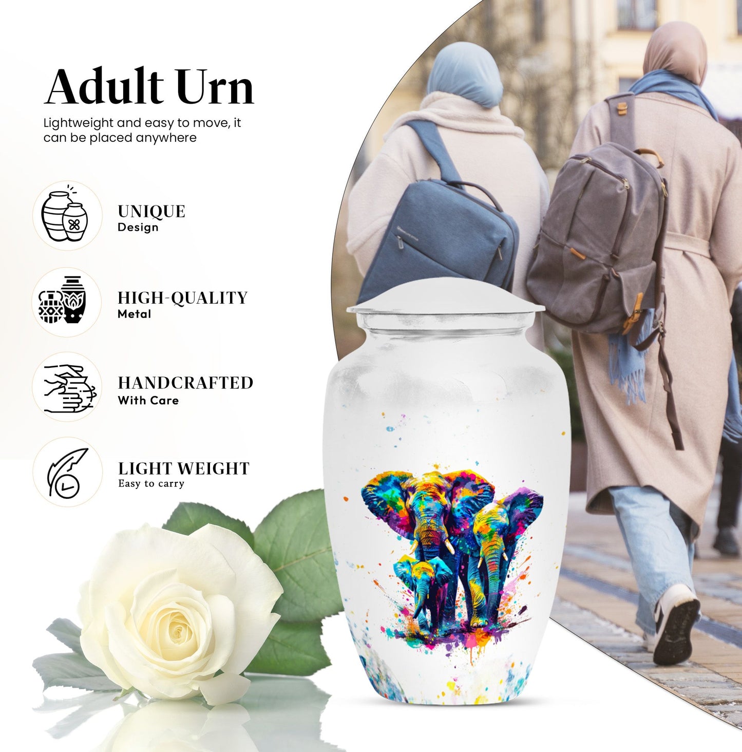 elephant family urn.