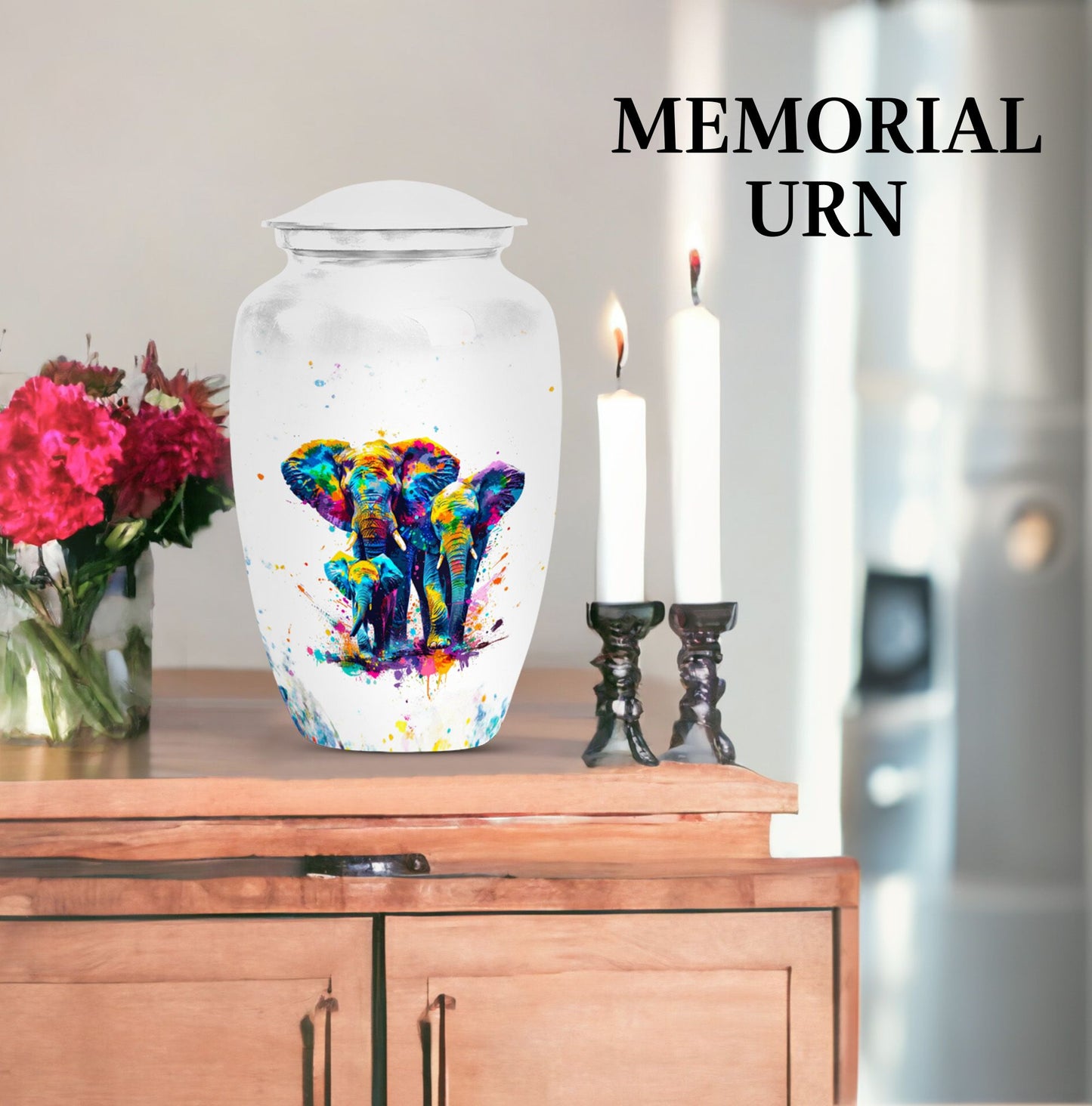 elephant family urn.