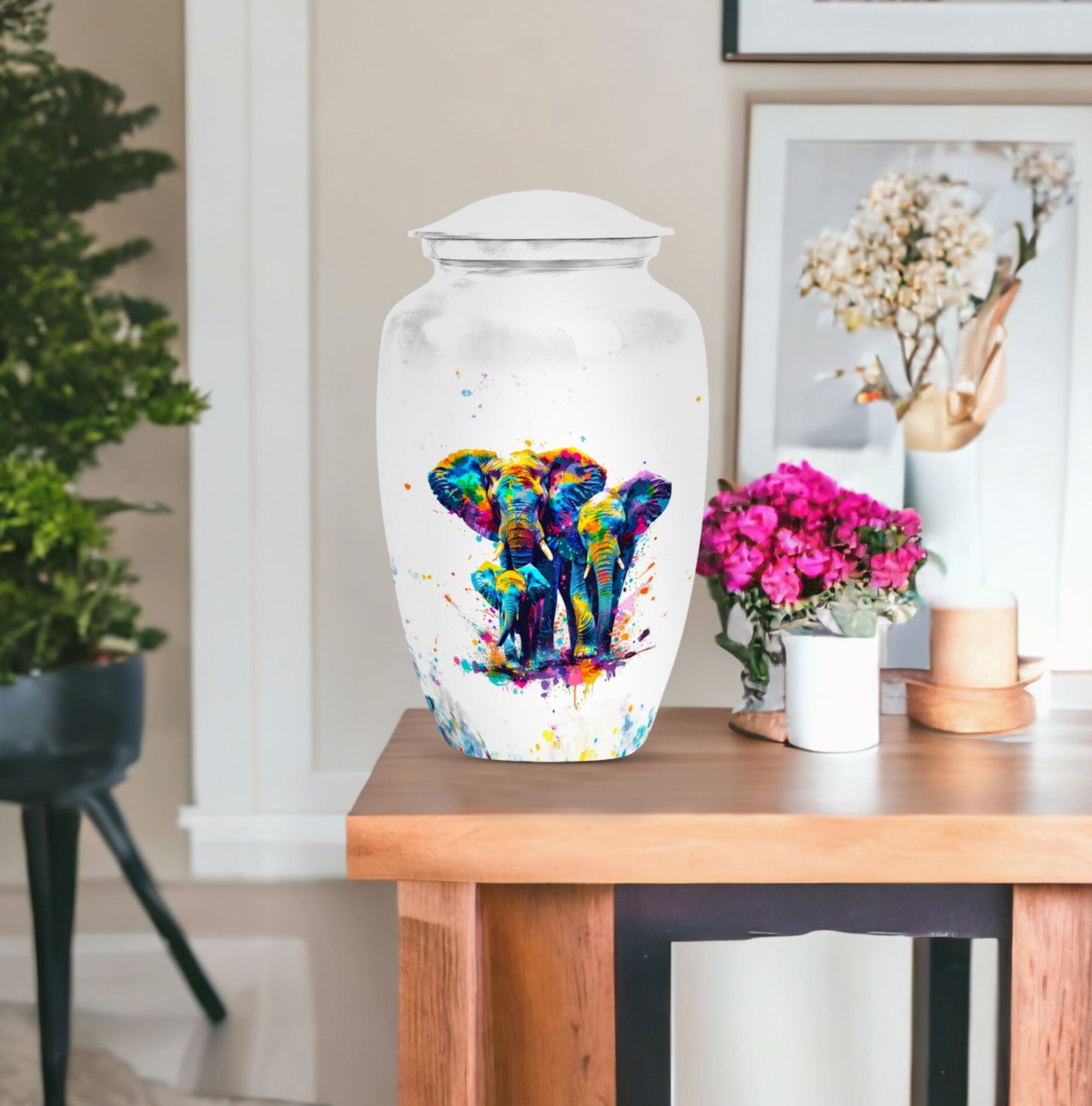 elephant family urn.