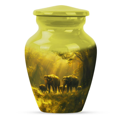 elephant family urn for adult ashes.