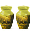 elephant family urn for adult ashes.