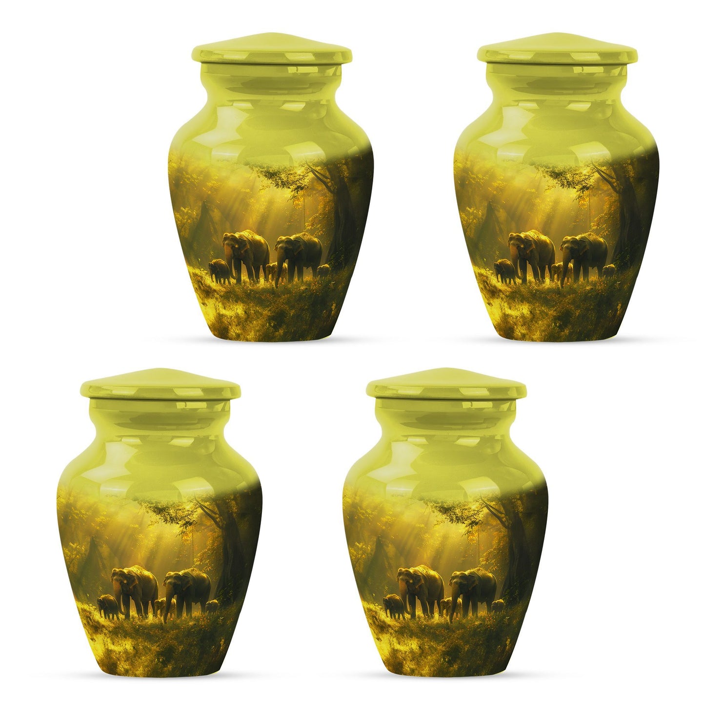 elephant family urn for adult ashes.