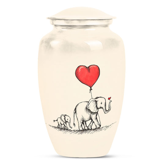 10 inch classic abstract large urn featuring elephant family