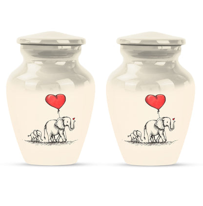 10 inch classic abstract large urn featuring elephant family