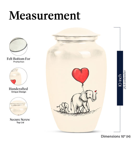 10 inch classic abstract large urn featuring elephant family