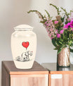 10 inch classic abstract large urn featuring elephant family