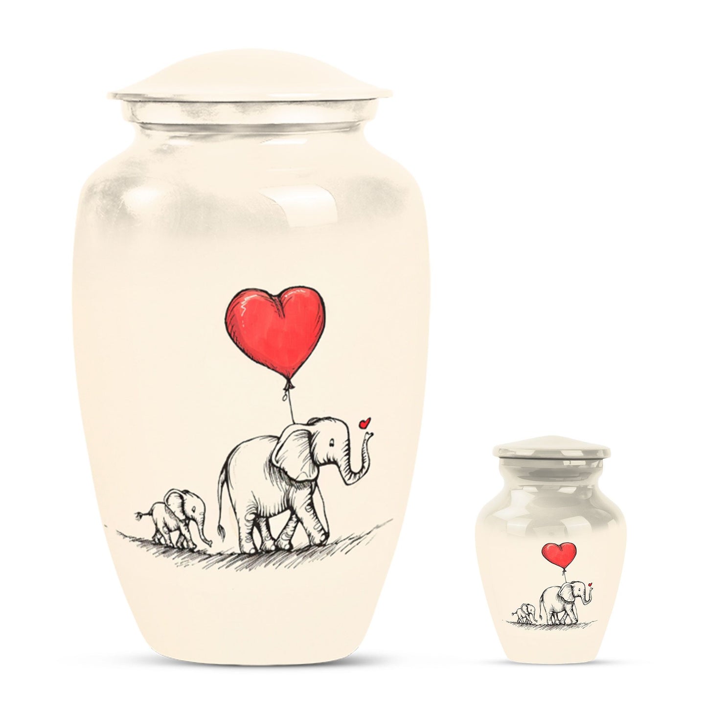10 inch classic abstract large urn featuring elephant family