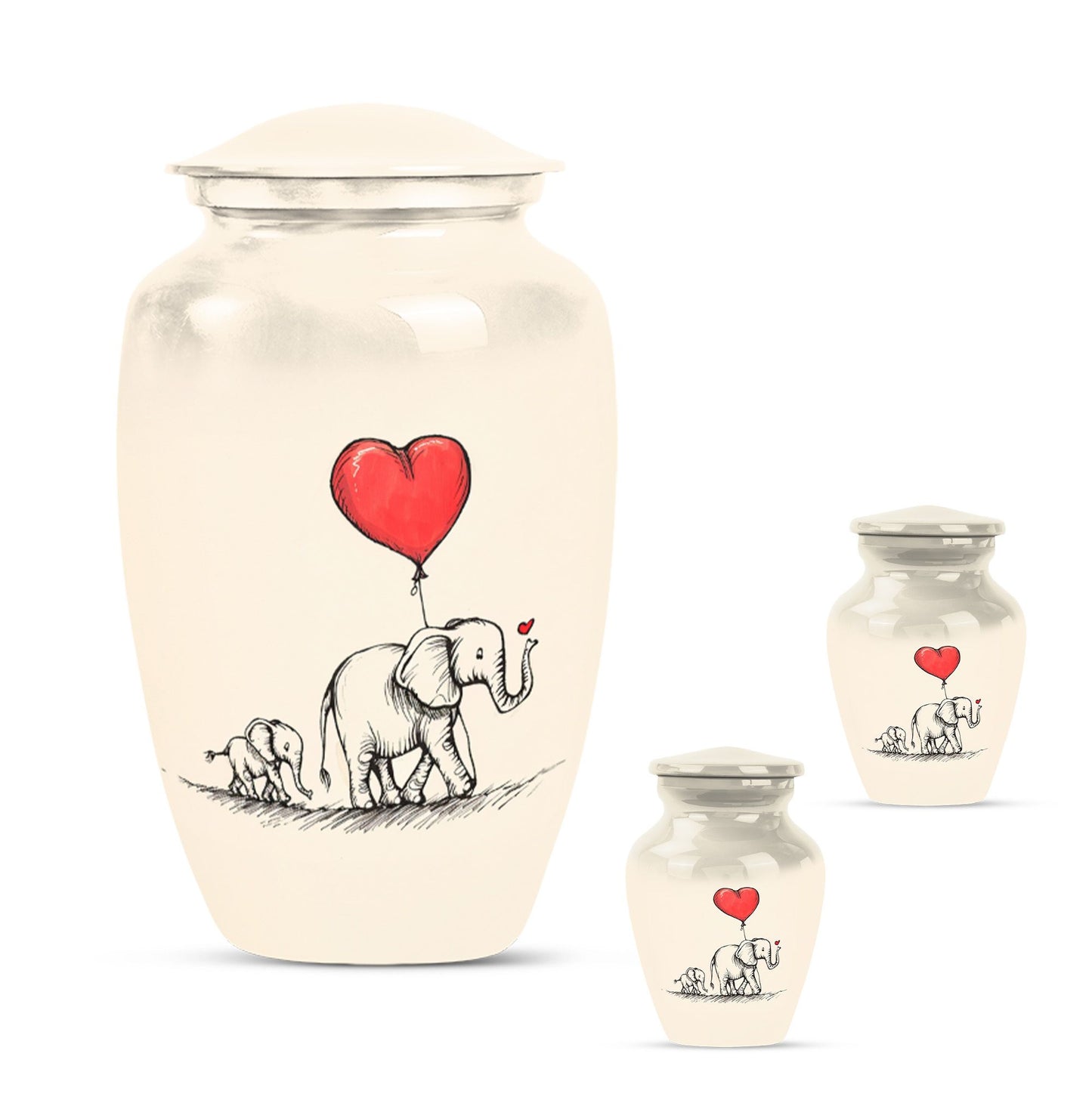 Personalized Elephant Keepsake Urn for Human Ashes - 10-inch, 200 cu in - Yatskia