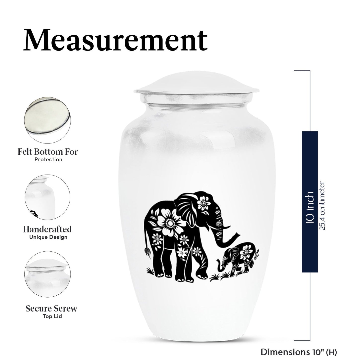 Classic 10 inch abstract aluminium cremation urn.