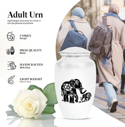 Classic 10 inch abstract aluminium cremation urn.