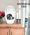 Classic 10 inch abstract aluminium cremation urn.