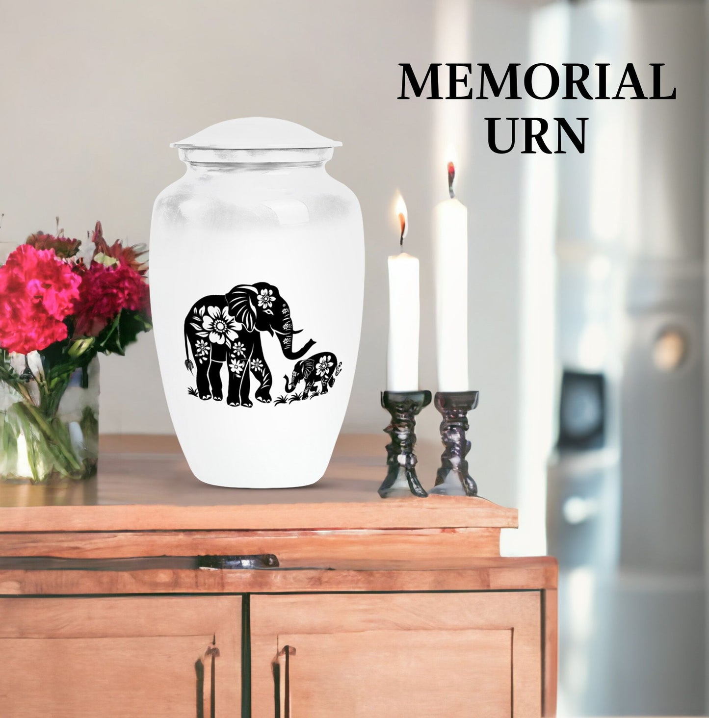 Classic 10 inch abstract aluminium cremation urn.