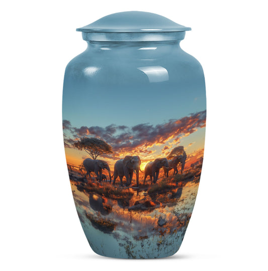 Classic abstract elephant family urn for adult male dad.