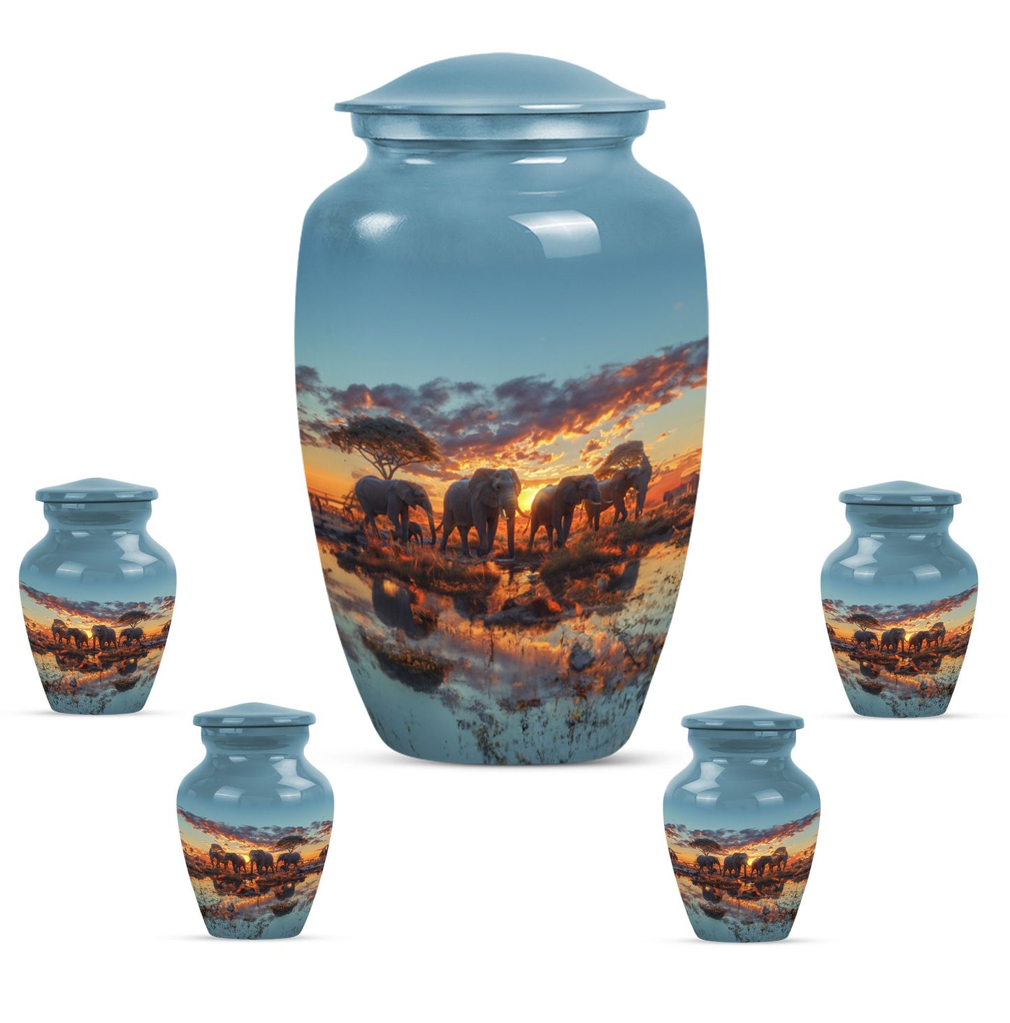Personalized Elephant Cremation Urn for Human Ashes - 10-inch, 200 cu in - Yatskia