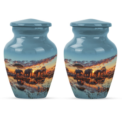 Classic abstract elephant family urn for adult male dad.