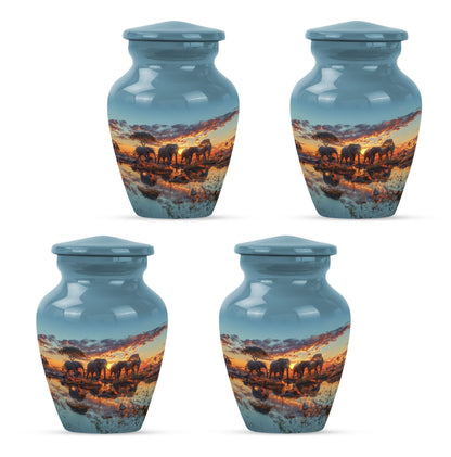 Classic abstract elephant family urn for adult male dad.