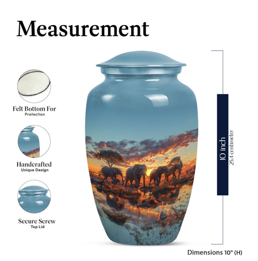 Classic abstract elephant family urn for adult male dad.