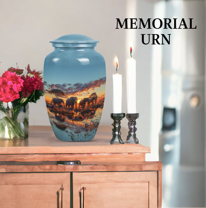 Classic abstract elephant family urn for adult male dad.