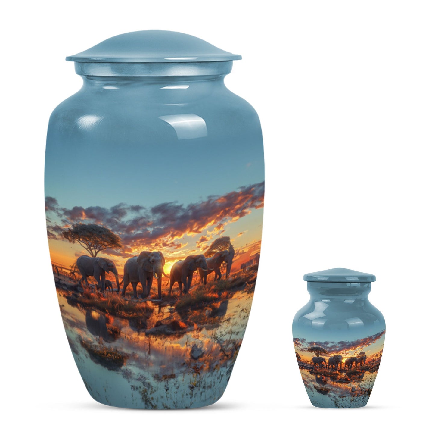 Personalized Elephant Cremation Urn for Human Ashes - 10-inch, 200 cu in - Yatskia